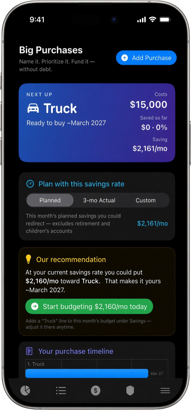 Thrive big purchases planning on iPhone