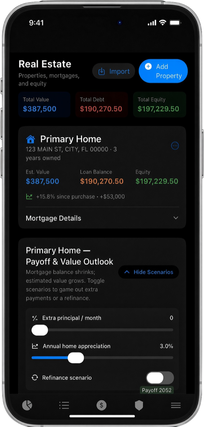 Thrive property and mortgage equity on iPhone
